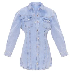 Robe En Jean Bleu Clair Délavé à Manches Longues Et Détail Coutures -Jupe Lumine Soldes Boutique e1e969e3586a1cb7731e814cbad71584d3be9df9 cmw4534 6