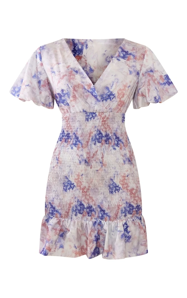 Robe Moulante Imprimé Petites Fleurs Multicolore Froncée à Col En V 4 Robe Moulante Imprimé Petites Fleurs Multicolore Froncée à Col En V – Image 4