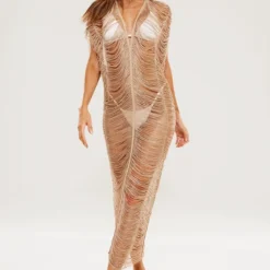 Robe De Plage Longue Dorée à Franges à Décolleté -Jupe Lumine Soldes Boutique e2816abc3800a02cbe92eb2c5e2a4427d55a21eb cnd7981 3