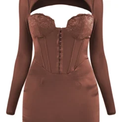 Robe Moulante Satinée Chocolat à Manches En Mesh Détail Crochets & Oeillets Et Dentelle 9 Robe Moulante Satinée Chocolat à Manches En Mesh Détail Crochets & Oeillets Et Dentelle -Jupe Lumine Soldes Boutique e2a61a7b711b800299b30cd9269b154935dd3656 cnd0374 5