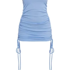 Robe Moulante Côtelée Bleu Clair Froncée Sur Les Côtés à Mancherons -Jupe Lumine Soldes Boutique e2b570131a3628e03323af61dad3bdf3fc3d74d6 cnd8885 5