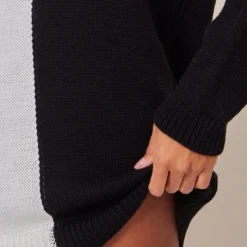 Robe Pull En Maille Noir & Blanc Style Colourblock à Col Roulé -Jupe Lumine Soldes Boutique e302bc27a2f204f55f0607cf3bf4fbf676e59358 cnc0907 4