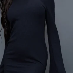 Robe Moulante Côtelée Noire à Manches évasées Découpées -Jupe Lumine Soldes Boutique e372abbf0d54c575d9c8483a318aa800c8405934 cnc2858 4