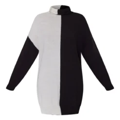 Robe Pull En Maille Noir & Blanc Style Colourblock à Col Roulé -Jupe Lumine Soldes Boutique e393c760092d8fea08f687f566c1a0399f9a1b6e cnc0907 5