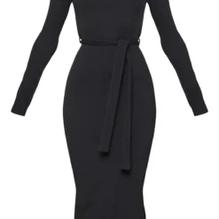 Robe Mi-longue Côtelée Noire En Maille Tricot Découpée Et Noué Dans Le Dos -Jupe Lumine Soldes Boutique e486958e962698efeb96ad71c4042326bc458f0f cnd1293 5