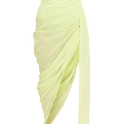Robe-bustier Longue En Mousseline De Soie Froncée Vert Citron à Jupe Drapée -Jupe Lumine Soldes Boutique e53764625d1289afa32c9b49b4c96768ff614e9b cne2983 5