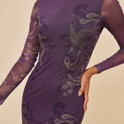 Robe Longue En Mesh Prune Imprimé Abstrait à Manches Longues -Jupe Lumine Soldes Boutique e54e9035adecbdba6dbada5f2d4f7356246fc815 cnc2338 4