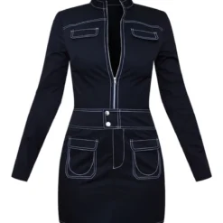 Robe Moulante Tissée Noire à Coutures Contrastantes -Jupe Lumine Soldes Boutique e55f6a1bf3ddf3146cdc2ea3494a04e17a813ec7 cnc8320 5