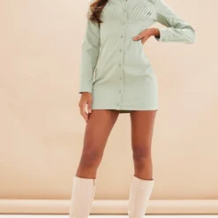 Robe Chemise Vert Sauge à Buste Plissé -Jupe Lumine Soldes Boutique e57021980ea906269ddc4da64b7e289f02569a9c cnd4045 3