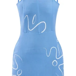 Robe Moulante Bleue Effet Lin à Imprimé Et Bretelles -Jupe Lumine Soldes Boutique e5d87ab8ae89e45c67eae3b1a3be4196e22c4bd9 cnd5462 5