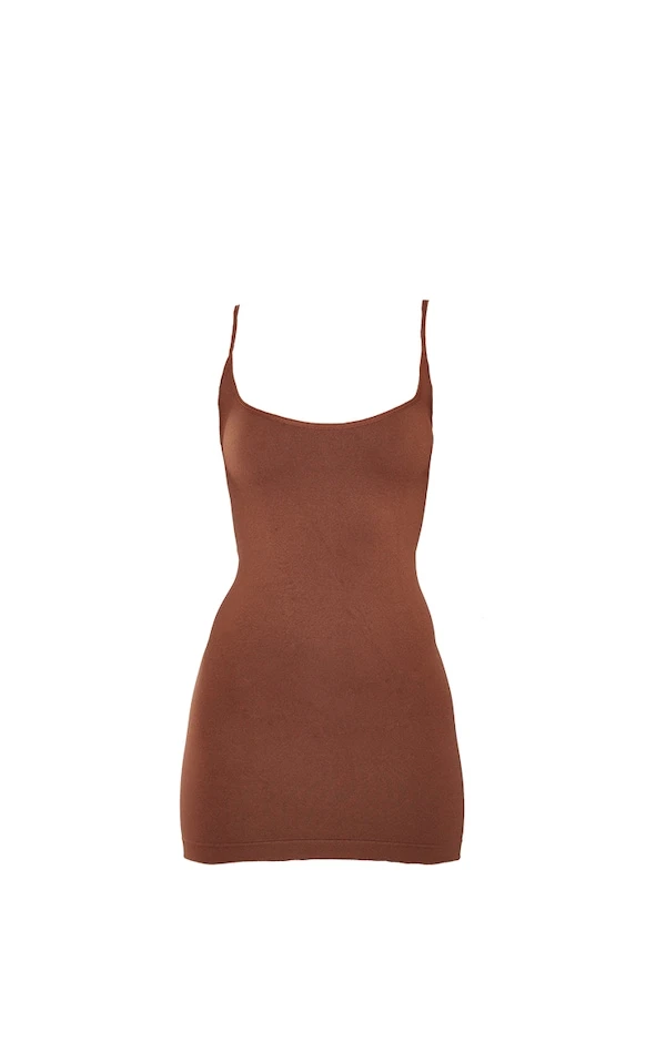 Robe Gainante Marron à Buste Ouvert 5 Robe Gainante Marron à Buste Ouvert – Image 5