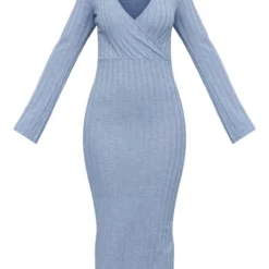 Robe Cache-coeur Mi-longue Côtelée Grise à Manches évasées -Jupe Lumine Soldes Boutique e6b7e35b04baeea6c97cd5cf21de91d9e307c12c cnc1138 5