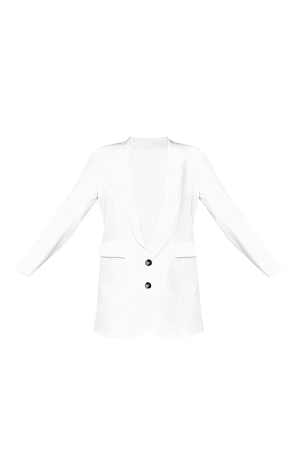 Robe Blazer Décolletée Blanche à Détail Poches 5 Robe Blazer Décolletée Blanche à Détail Poches – Image 5