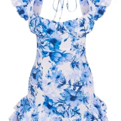 Robe Moulante Fleurie Bleue à Armatures Et Bretelles Volantées Dans Le Dos -Jupe Lumine Soldes Boutique e742c0bdbf079839278322639117d34acad661d9 cne8486 5