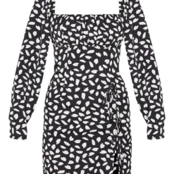 Robe Moulante Imprimée Noire à Fente Latérale Et Détail Noeud -Jupe Lumine Soldes Boutique e78a4edab2f306c1bdf4662a28fb13860fe82fd9 CMF6733 3