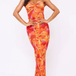 Robe Bustier Longue Plissée Orange Imprimé Abstrait à Torsade 7 Robe Bustier Longue Plissée Orange Imprimé Abstrait à Torsade -Jupe Lumine Soldes Boutique e862968d9e95f69f0845bcb1271301d9c1ac7b30 cne2942 3