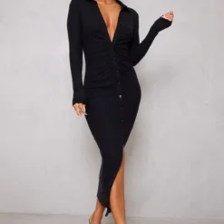 Robe Chemise Longue Côtelée Brossée Noire à Fronces Et Manches Longues -Jupe Lumine Soldes Boutique ea2879dda3136ac69b8c6a42b8ed7959b537b1d7 cmu8781 4
