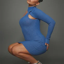 Robe Asymétrique En Maille Côtelée Bleue à Deux Tons 7 Robe Asymétrique En Maille Côtelée Bleue à Deux Tons -Jupe Lumine Soldes Boutique eac8362aee82b0eb3b95ecdf141064a97b0e78d4 cna9545 3