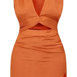 Robe Moulante Sans Manches Rouille Effet Lin à Découpes Et Torsade -Jupe Lumine Soldes Boutique eaf6ffb7812d06d1f87c8d0b269fc7be4b583cf5 cmy3088 6