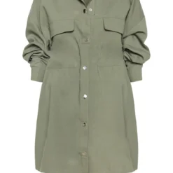 Robe Chemise Oversize Kaki Style Cargo à Boutons Pression -Jupe Lumine Soldes Boutique eafd96b66b3de633bf89a46110c947c3201e2aea CMF1249 3