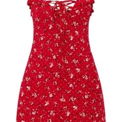 Robe Droite Rouge Vif Fleurie à Volants -Jupe Lumine Soldes Boutique eb1ad9cf4b780ec00975fff5dda37b83feddbfcb CMS1128 5