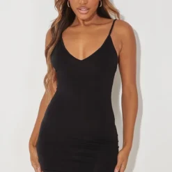 Robe Moulante Basique Noire à Bretelles Et Décolleté Très Plongeant -Jupe Lumine Soldes Boutique eb28e1926e7a99fa41422d4150d984461f568f45 clv6845 4