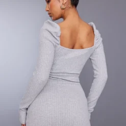 Robe Moulante Côtelée Texturée Gris Chiné à Manches Longues Et Corset -Jupe Lumine Soldes Boutique ed5dd8b1706821cc29b0735783178b843809e69f cnc7718 2
