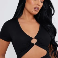 Robe Moulante Noire à Manches Courtes Et Buste élastique -Jupe Lumine Soldes Boutique edc55a57cdec6ed25802d23e83e2017c67a2250d cnd4075 4