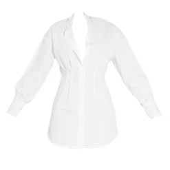 Robe Chemise Blanche Ajustée à La Taille à Manches Longues -Jupe Lumine Soldes Boutique ee97595514e8b9e7b1267511fbac37163e8dd323 cmt6175 6