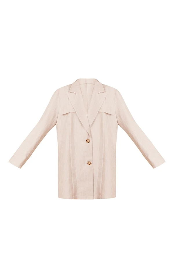 Robe Blazer Effet Lin Gris Pierre à Boutons écaille 5 Robe Blazer Effet Lin Gris Pierre à Boutons écaille – Image 5