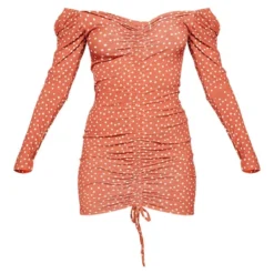 Robe Moulante Orange Terracotta Imprimé Pois à Manches Longues Et Devant Froncé -Jupe Lumine Soldes Boutique efbcc14577c6dfc4141a8ee5ed5bf3e589ad032d CMS1125 5