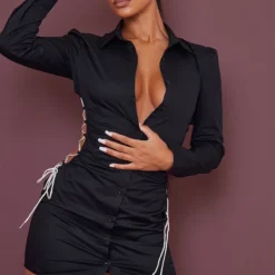 Robe Chemise Noire à Côtés Découpés Et Strass 7 Robe Chemise Noire à Côtés Découpés Et Strass -Jupe Lumine Soldes Boutique f1311e1c3281dcc219aa40676479793141a10970 cmz5829 3