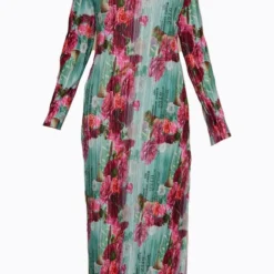 Robe Mi-longue Plissée Rose Imprimé Roses à Manches Longues Et Fente -Jupe Lumine Soldes Boutique f28604d86daed4e64626b414c5fd0ba97a0d5079 cnd2180 5