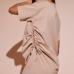 Robe T-shirt Sable Pâle Découpée à Fronces Sur Le Côté 6 Robe T-shirt Sable Pâle Découpée à Fronces Sur Le Côté -Jupe Lumine Soldes Boutique f54c48cfbc03486819f36674d93666c17caac940 cnd4029 2