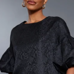 Robe Babydoll Noire En Jacquard Texturé à Manches Bouffantes -Jupe Lumine Soldes Boutique f640cec0f2b3c2531e835d1ea4952f98b7b08a91 cnb9627 4