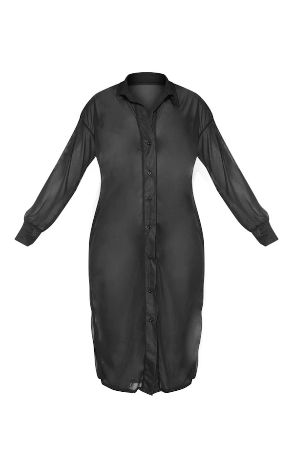 Robe Chemise De Plage Oversize Noire 3 Robe Chemise De Plage Oversize Noire – Image 3