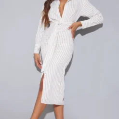 Robe Chemise Mi-longue Blanche Rayée à Taille Nouée Et Jupe Froncée -Jupe Lumine Soldes Boutique f703f39fac4e690293393b8bf3c4c9fa7fdbf8aa cmw9551 4