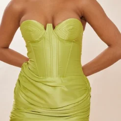 Robe Moulante Froncée Satinée Vert Citron à Armatures Et Détail Bonnets -Jupe Lumine Soldes Boutique f7b4c8cfa57ac9df8899702a7a5da2d95084b86d cnd0378 4