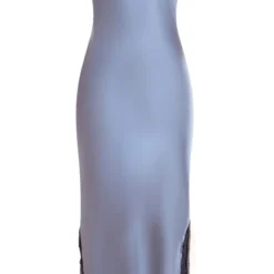 Robe Longue Satinée Bleue Fendue à Bordure En Dentelle Et Fines Bretelles -Jupe Lumine Soldes Boutique f7ff190839463d1a0ad6d29242666b5571d4240b cnc3037 5