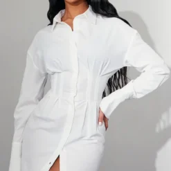 Robe Chemise Blanche Ă Taille Style Corset