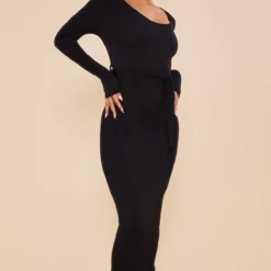 Robe Mi-longue Côtelée Noire à Dos Ouvert Et Taille Nouée -Jupe Lumine Soldes Boutique f89933a1900a25c14e743a2857530e3db7588326 cnb7269 3