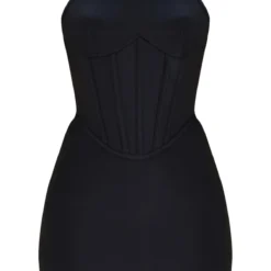 Robe Moulante Détail Corset Noire En Bandage à Bretelles Et Armatures -Jupe Lumine Soldes Boutique f8af6e97a056975876046016b5bff7681420194a cnd2240 5