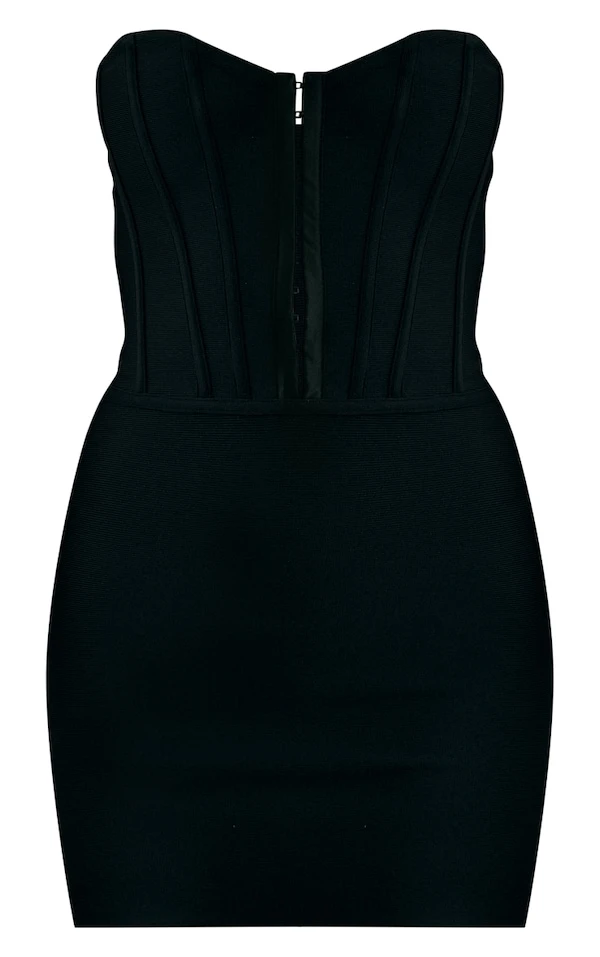 Robe Bustier Noire En Bandage à Agrafes Et Oeillets 5 Robe Bustier Noire En Bandage à Agrafes Et Oeillets – Image 5