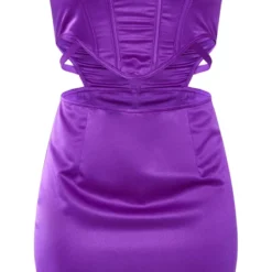 Robe Moulante Bustier Satinée Violette à Corset Découpé -Jupe Lumine Soldes Boutique f9c372edf0ceeeab9eeec689c5c552f8a8326fdf cnb2494 5