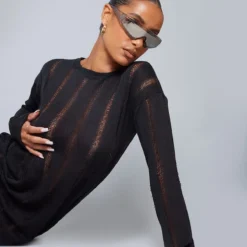 Robe Droite Texturée Noire Déchirée à Manches Longues Oversize -Jupe Lumine Soldes Boutique fa9df49f07cea331962dfeefce703d43c59b7ef6 cna0985 4