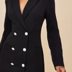 Robe Blazer Tissée Noire à Double Boutonnière Et Boutons Strassés -Jupe Lumine Soldes Boutique fadfce794e5a2cba7cffff87413f79ca740609b9 cnc2988 4