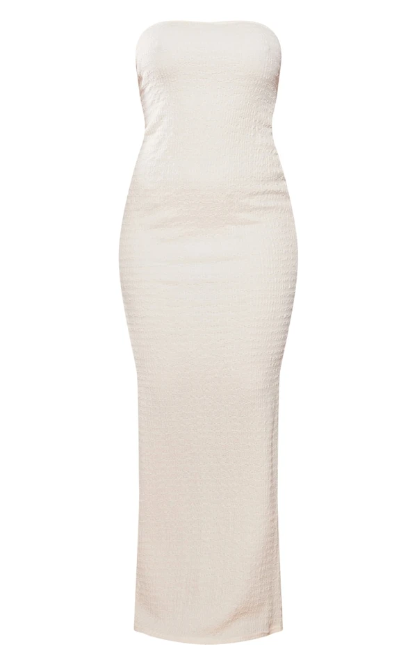 Robe Bustier Longue Texturée Crème 4 Robe Bustier Longue Texturée Crème – Image 4