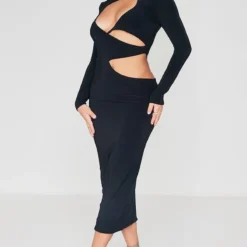 Robe Mi-longue Moulante Noire Découpée à Manches Longues -Jupe Lumine Soldes Boutique faeec5713205a44f230a8ef2f8b13c568cd41016 cnb0793 3