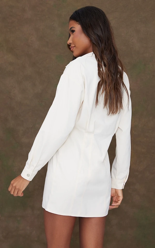 Robe Chemise Cargo Sable à Boutons-pression Et Taille Ajustée 2 Robe Chemise Cargo Sable à Boutons-pression Et Taille Ajustée – Image 2