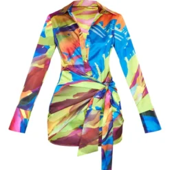 Robe Chemise Satinée Imprimé Abstrait Multicolore à Détail Noué 9 Robe Chemise Satinée Imprimé Abstrait Multicolore à Détail Noué -Jupe Lumine Soldes Boutique fbc81884672bffdb975ebbffab4ecddf5e748897 cne4574 5